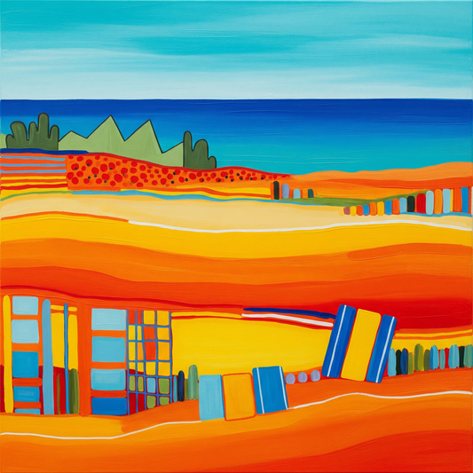 Abstract Coastal Sunset Symphony — Landscape Wall Art Print - RANDOMH3ROSinc