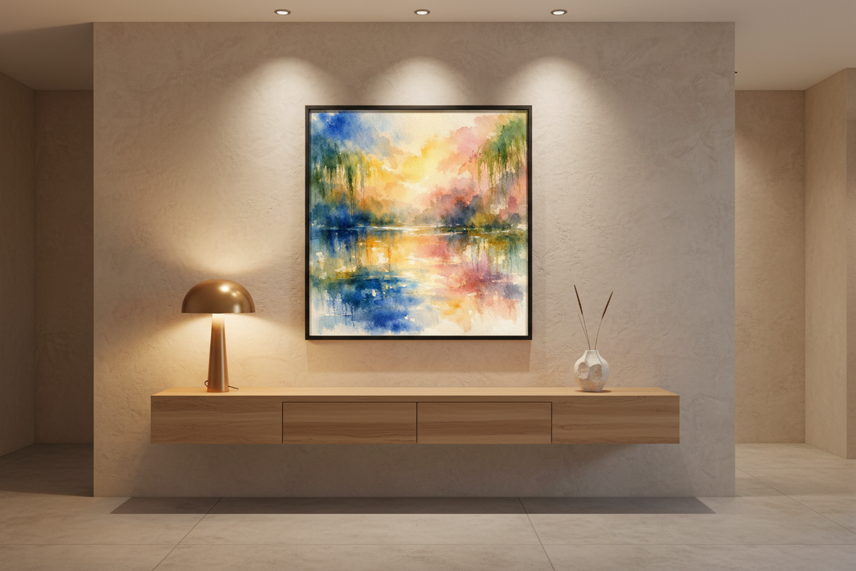 Aqua Drift — Watercolor Wall Art Print RANDOMH3ROSinc