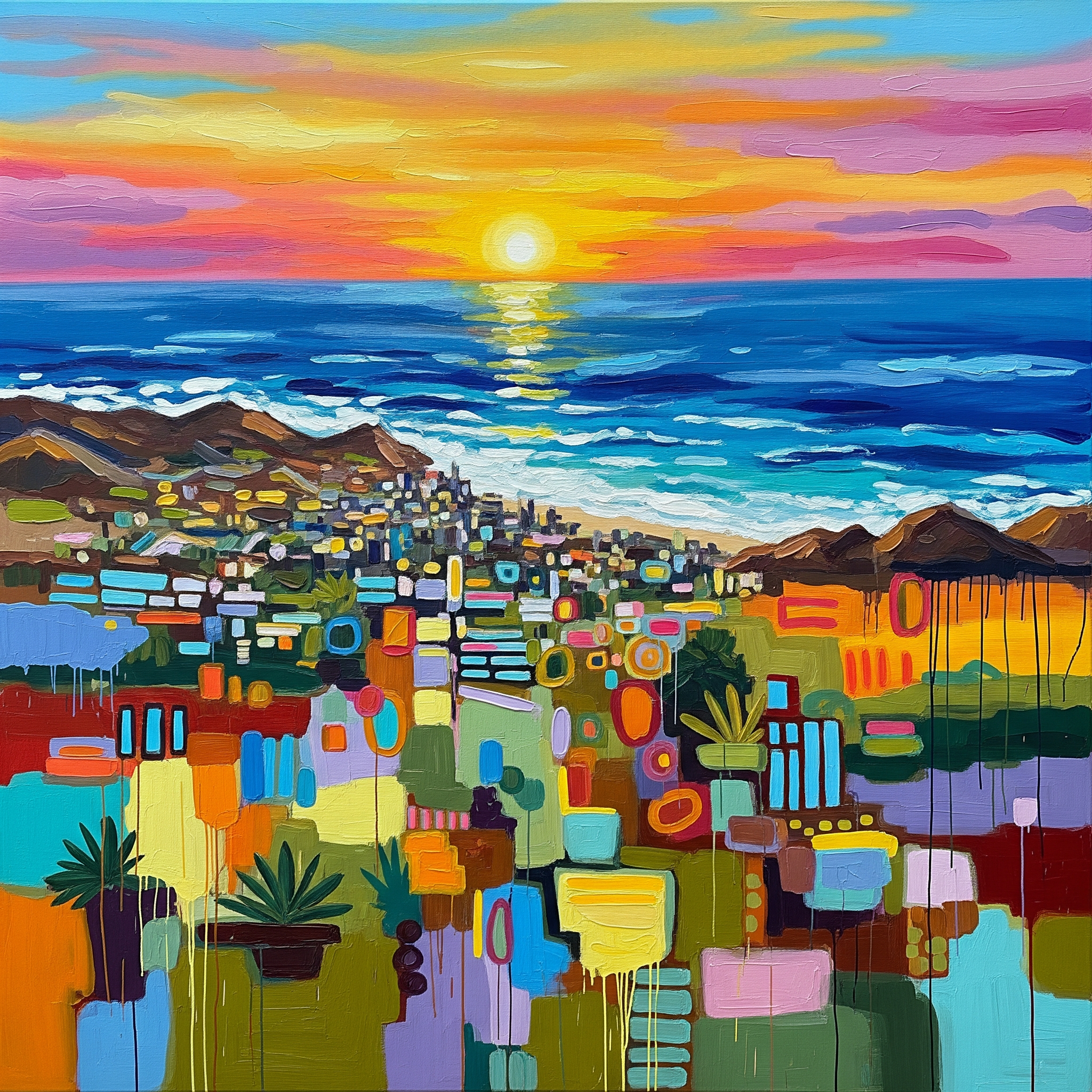 Mosaic Shoreline — Cityscape Wall Art Print RANDOMH3ROSinc