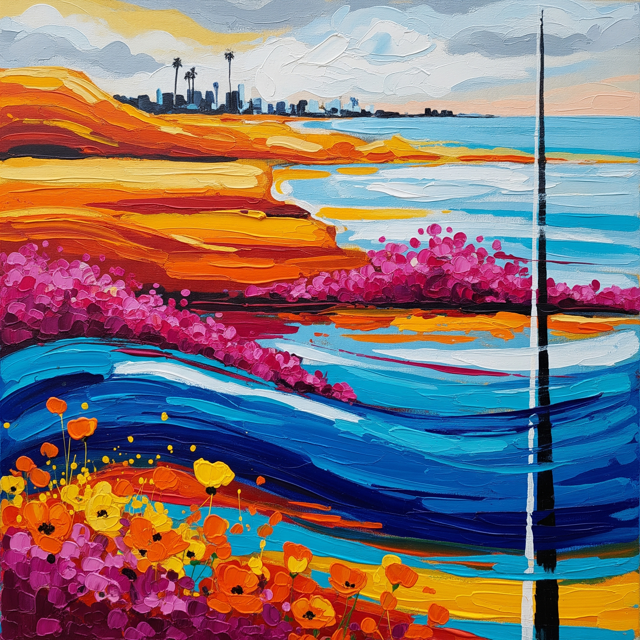 Coastal Village Sunrise — Cityscape Wall Art Print RANDOMH3ROSinc